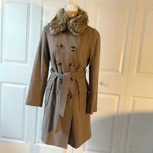 NWT Tan Peacoat with Faux Fur